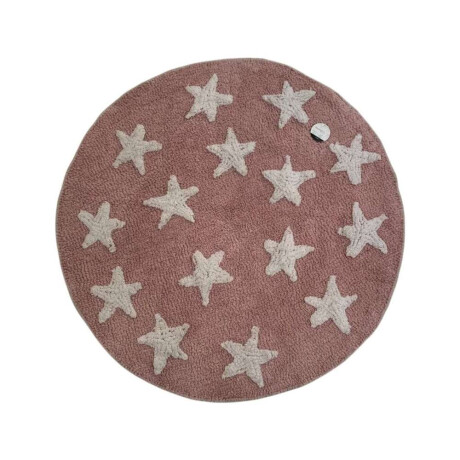 Alfombra Redonda Pop 100Cm Rosa Estrellas