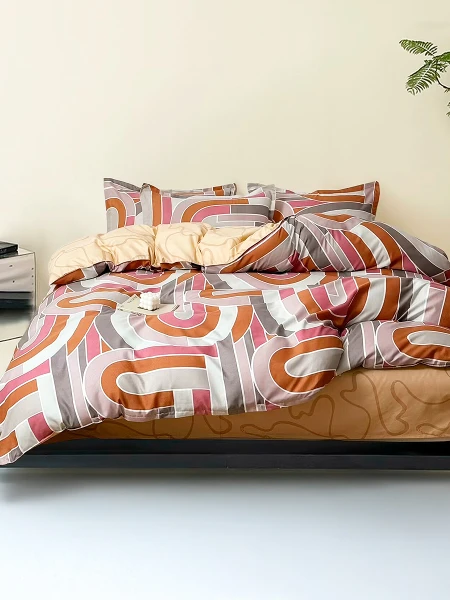 ACOLCHADO GEOMETRIC CON FUNDAS 2 PLAZAS BORDEAUX