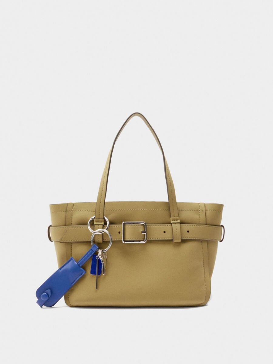 Bolso Tote Con Cinturón Y Colgante mostaza