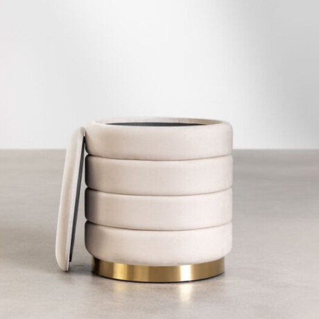 Banco baúl de tela Terciopelo - 40x40cm Blanco