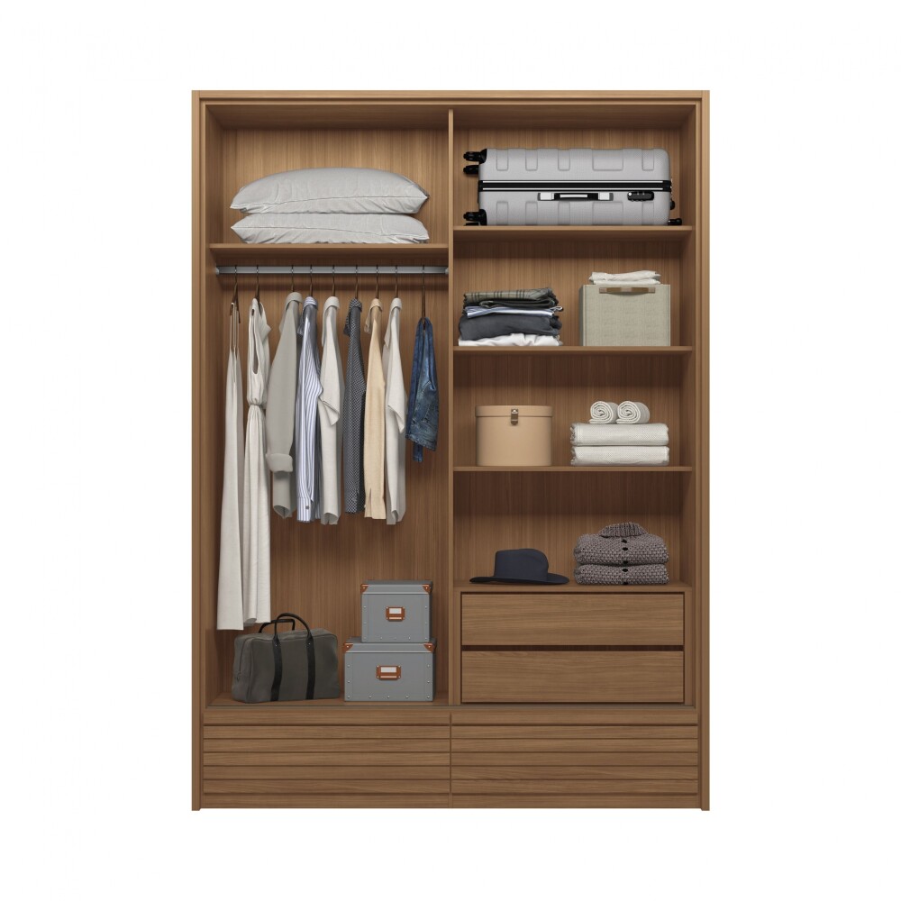 Ropero Demócrata 2 Puertas Corredizas y Espejo - Linea Fit Marron