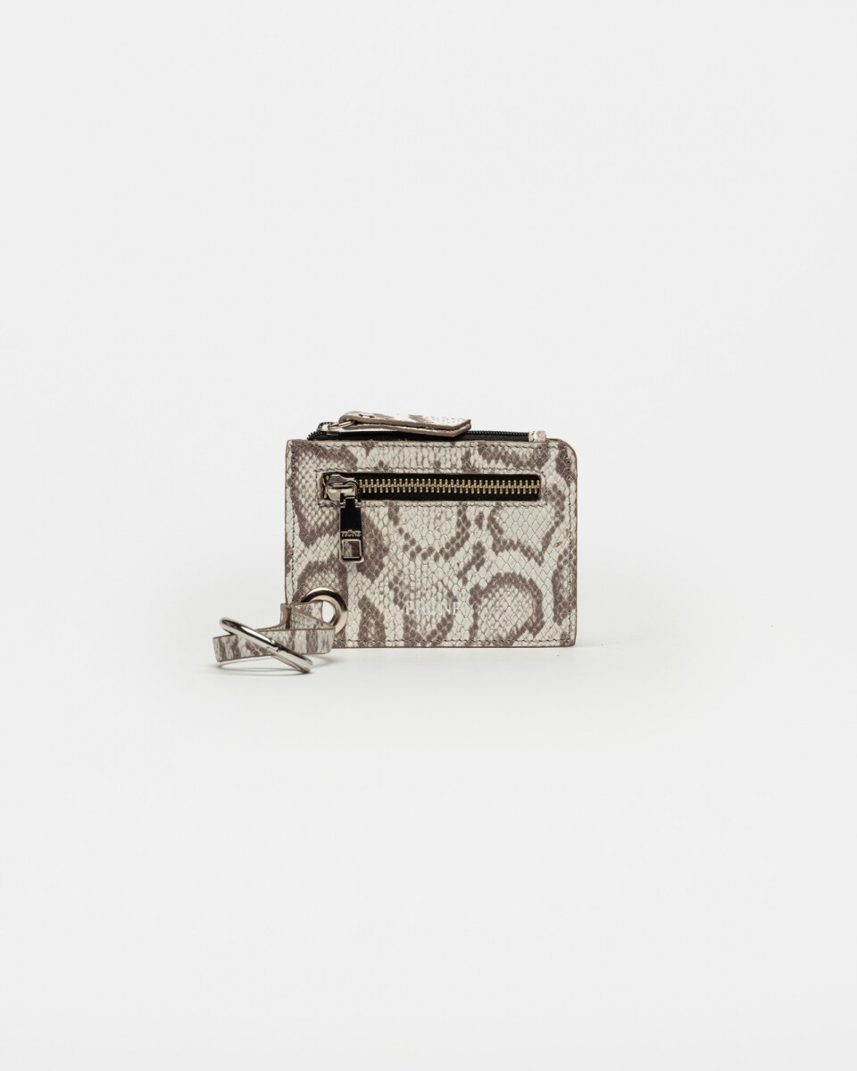 Tarjetero Jagger En Cuero Snake Print - Natural 