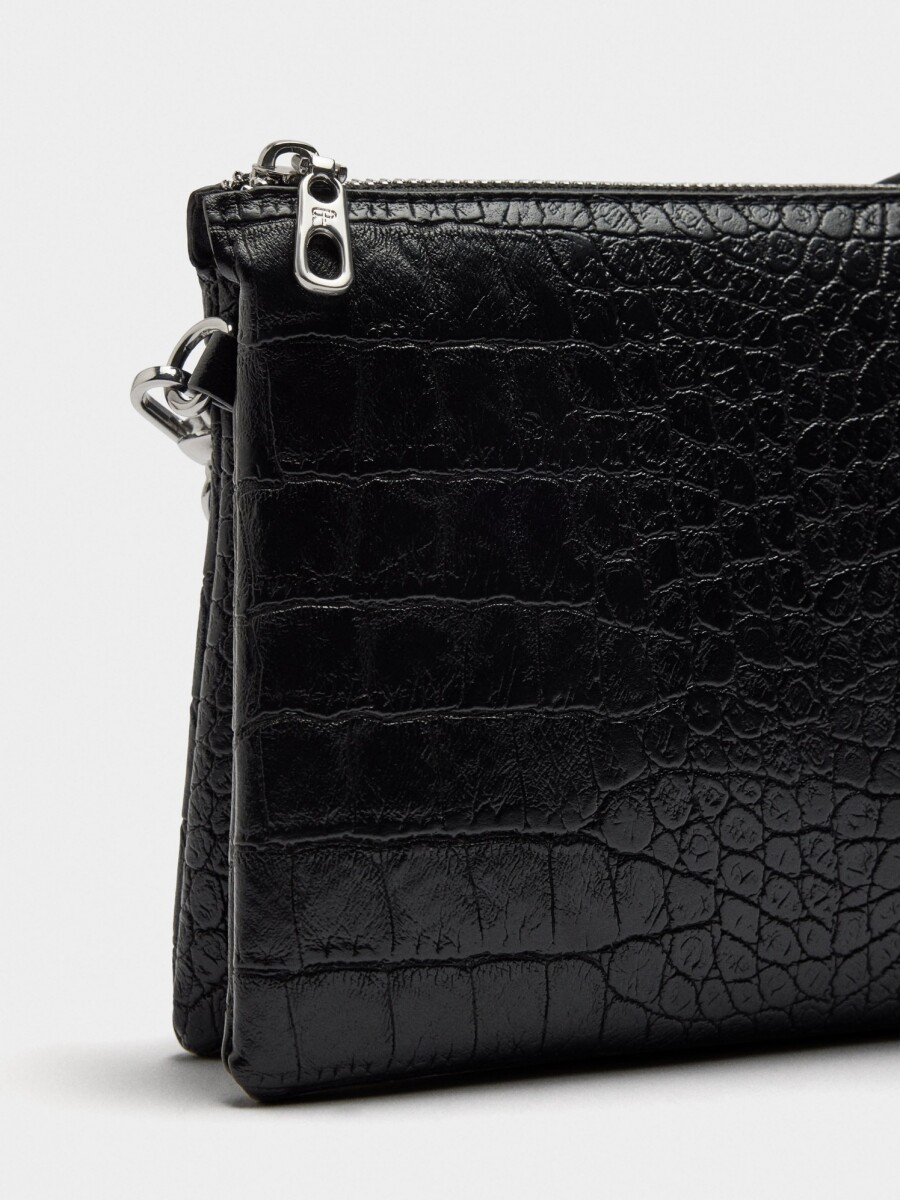 Bolso Bandolera Con Grabado Animal negro