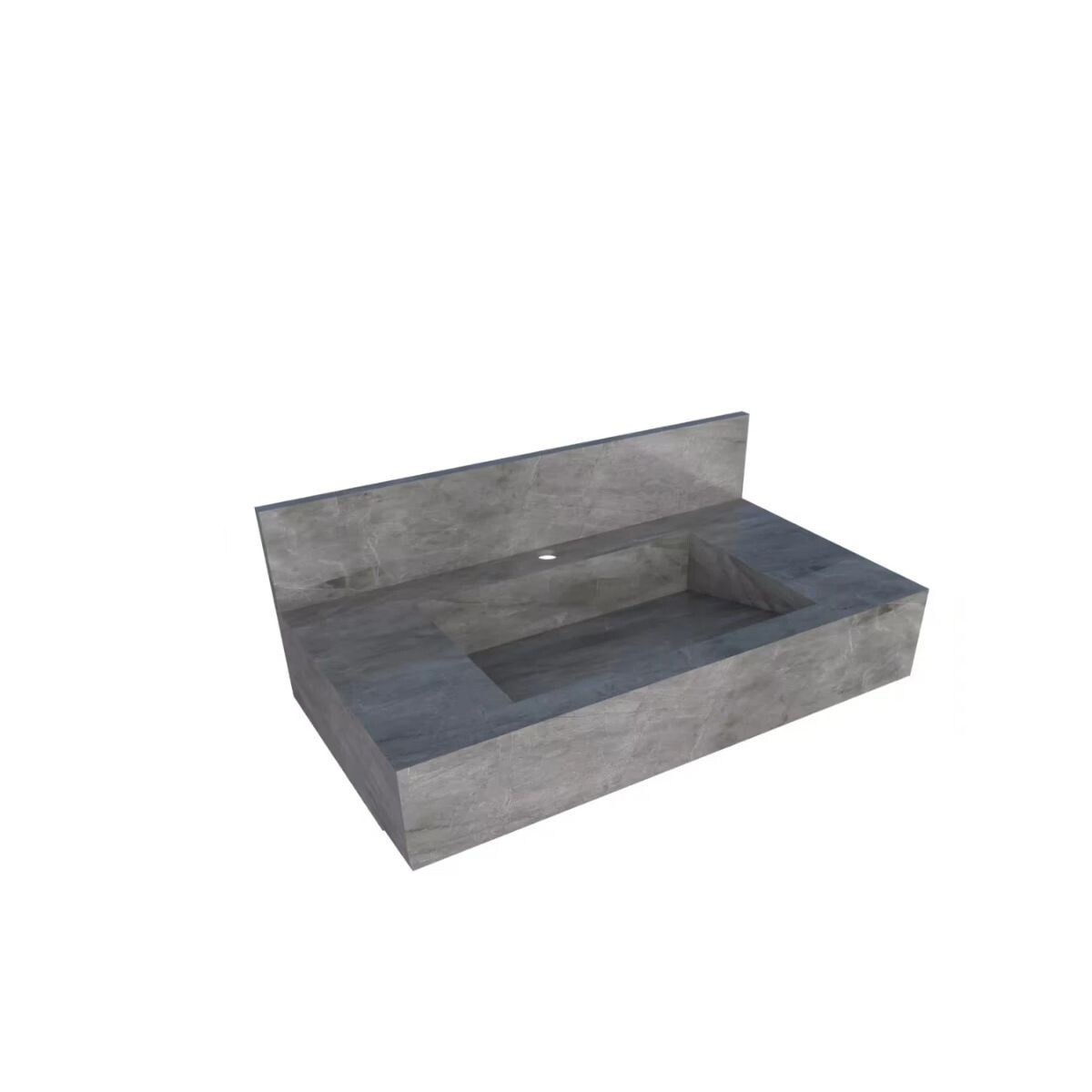Mueble De Baño Suspendido De Porcelanato Gris Milano 84 Cm Con Bacha Incorporada 
