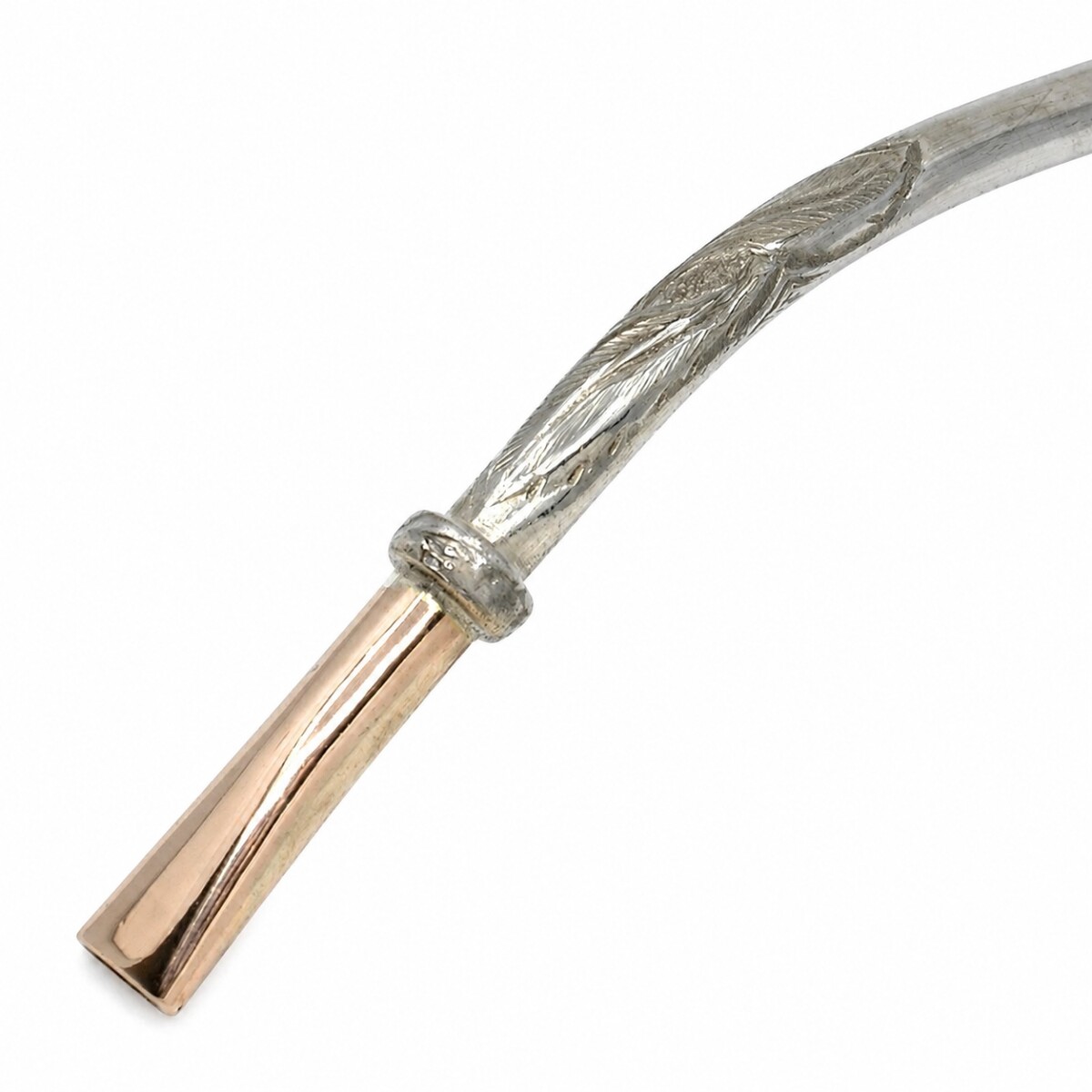 Bombilla plata y oro fina cincelada 