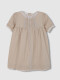 Vestidode Lino Con Tiras Bordadas Marron