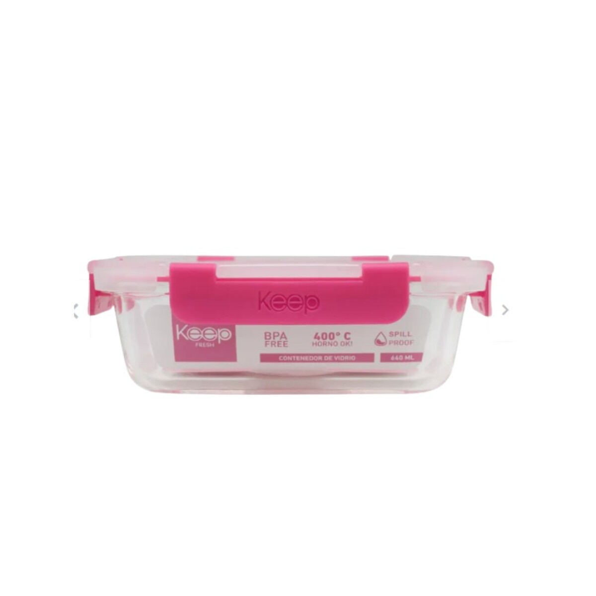 HERMETICO RECTANGULAR 640ML GLASS KEEP Rosa