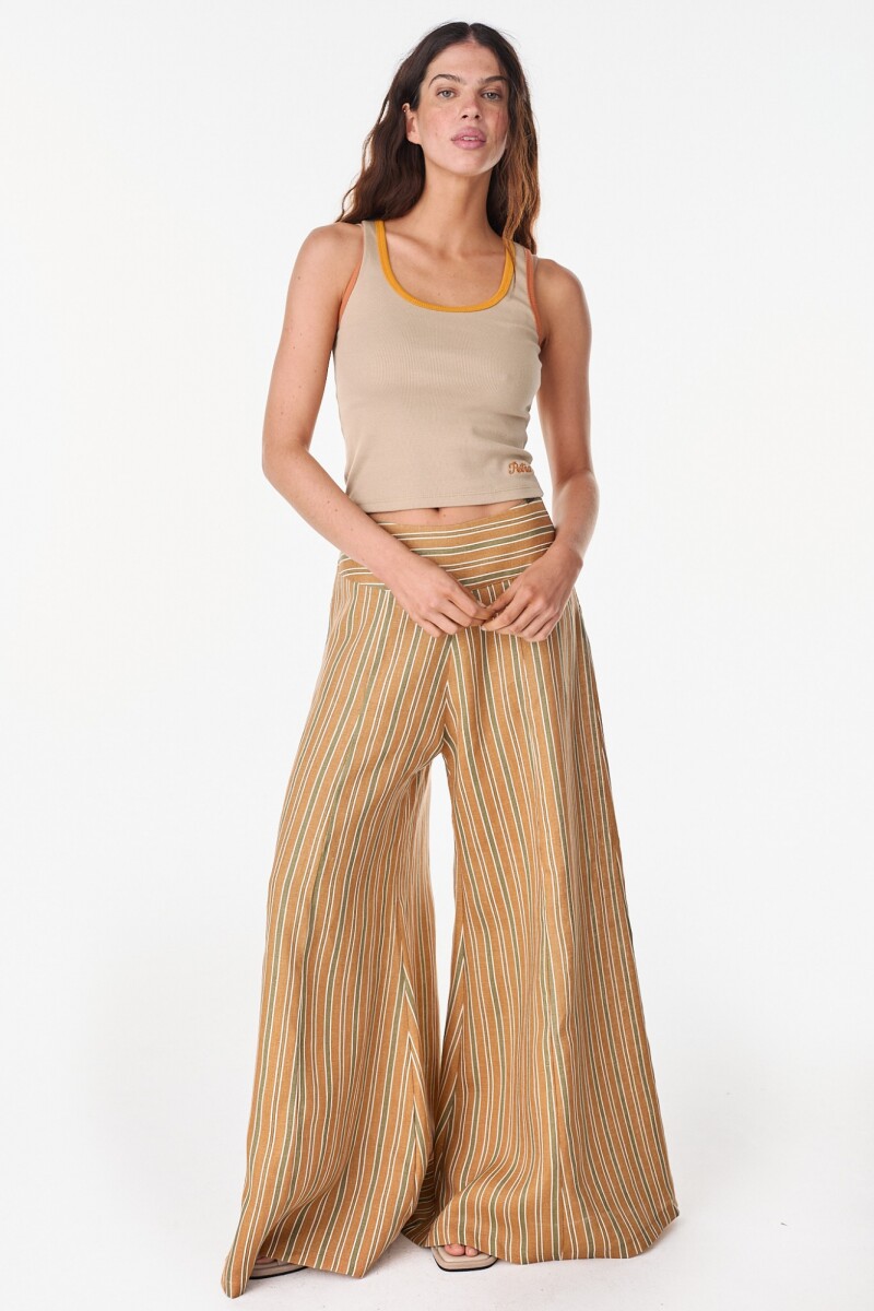 Pantalon Lino Deep Rayas Verde