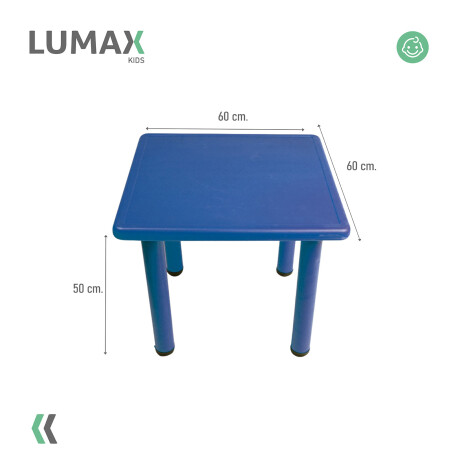 Mesa Cuadrada de Plástico y Metal para Niños 60x60cm Azul