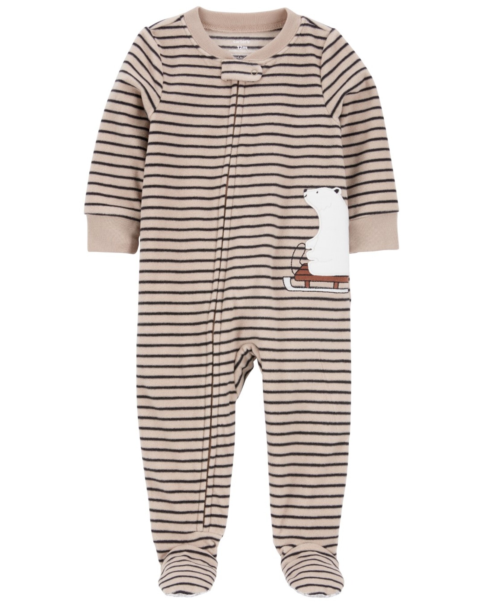 Pijama una pieza de micropolar con pie estampa oso polar Sin color