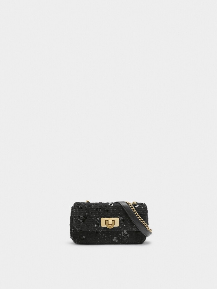 Bolso De Fiesta Tweed negro