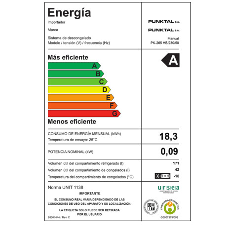 Heladera Punktal PK-265 HB Heladera Punktal PK-265 HB