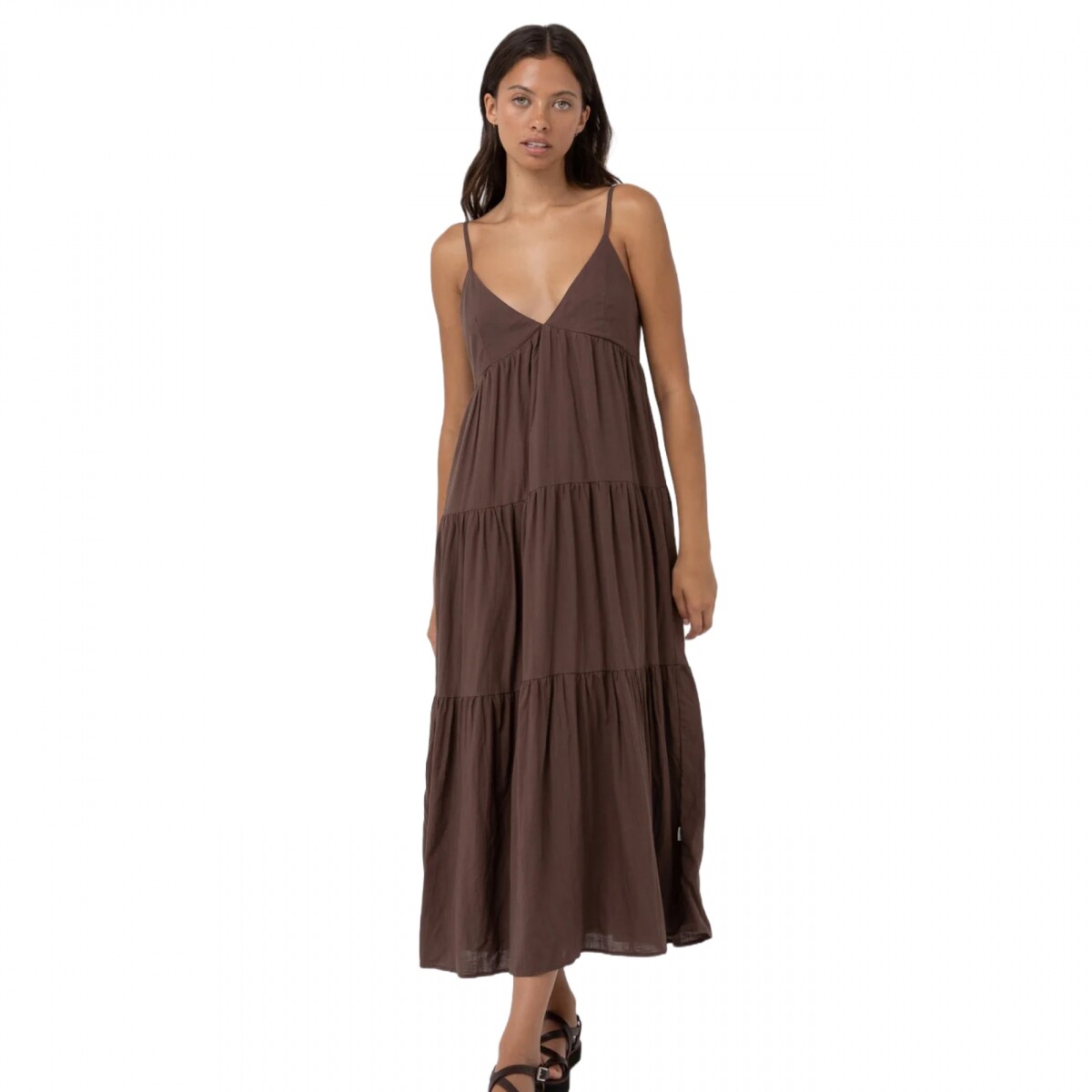 Vestido Rhythm Classic Tiered Mini - Marrón 