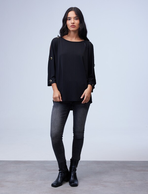 Blusa Oversize Manga Aros NEGRO