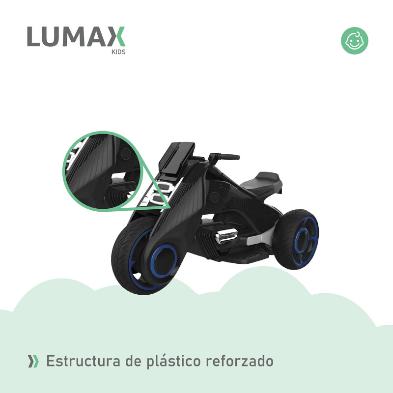 Moto futuro a batería infantil Lumax Grande con luces y musica Negro