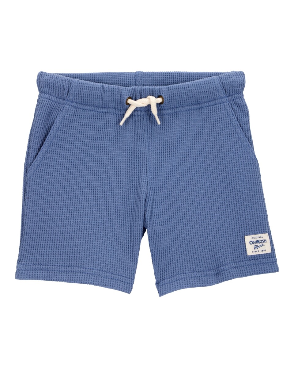 Short de algodón, punto waffle, azul 