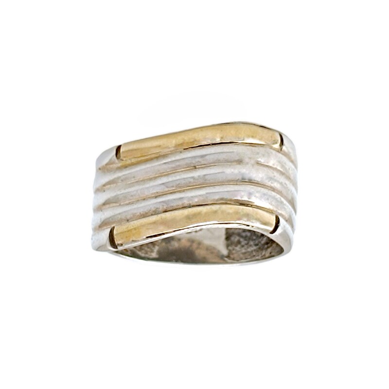 Anillo Tiras-Plata y Oro-Sin Piedra-AN5465 sinpiedra