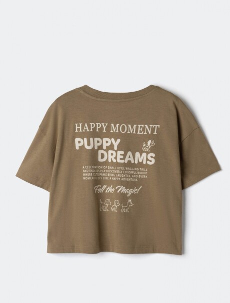 CAMISETA CON ESTAMPADO EN LA PARTE DELANTERA Y TRASERA MARRÓN