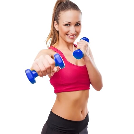 Set de Mancuernas con stand negro peso total 12kg Best Rosa/Celeste/Rojo