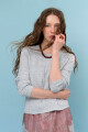 SWEATER U BOUTONE CELESTE