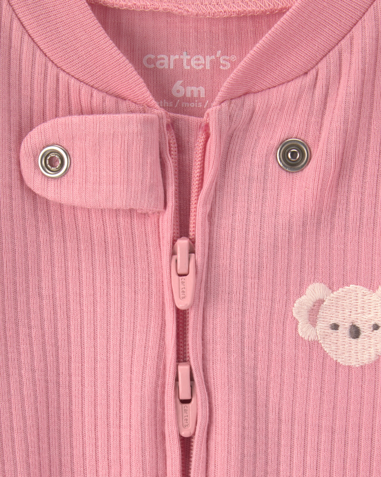 Pijama una pieza de algodón, con pie, rosado, diseño koala Sin color