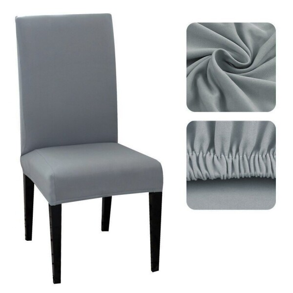 Funda Para Silla Comedor Cubre Asiento Elastizada Y Lavable Variante Color Gris Oscuro