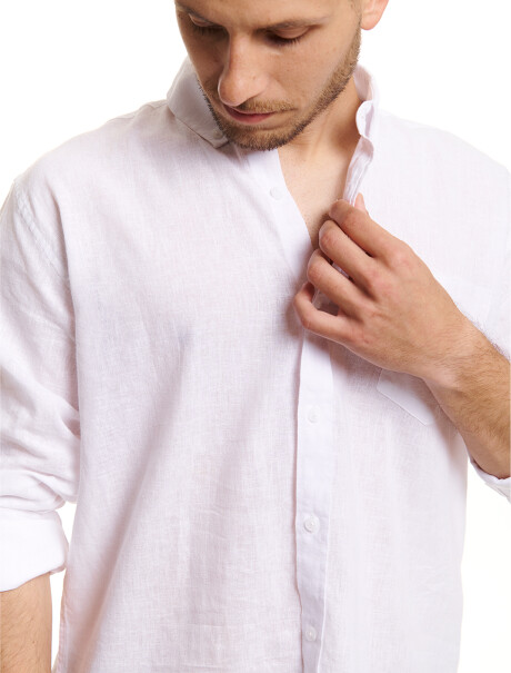 Camisa m/l lino blanco