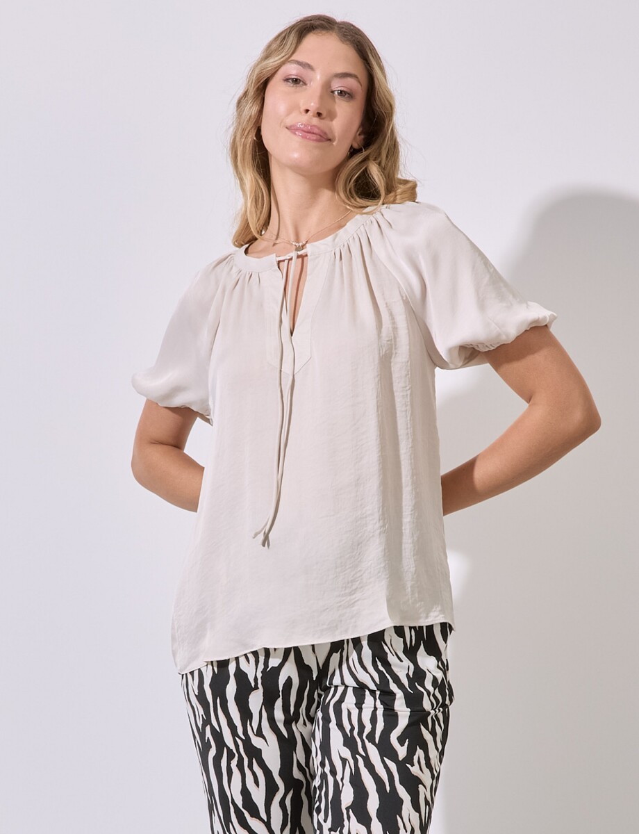 Blusa Saten Lazo - Beige 