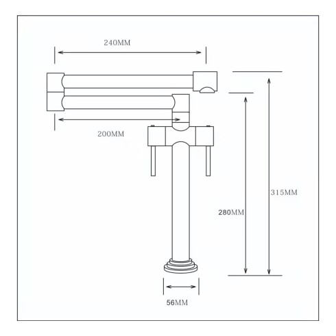 Griferia De Mesada De Cocina Llena Ollas Monocomando De Cocina Negro Mate Solo Agua Fria 000
