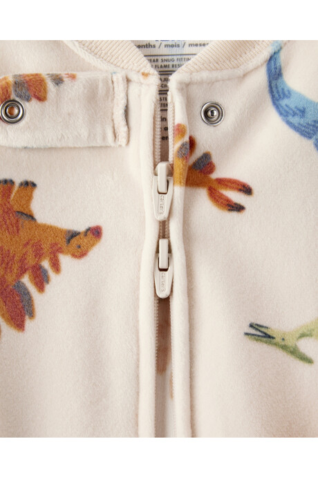 Pijama una pieza de micropolar, con pie, diseño dinos Sin color