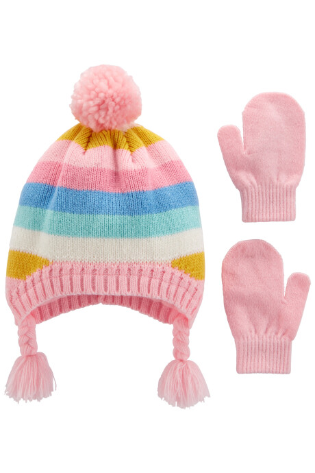 Set con Gorro de Arcoíris y Mitones Sin color