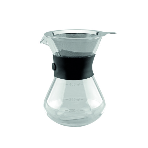 Cafetera con colador en vidrio y acero inox. TF6628