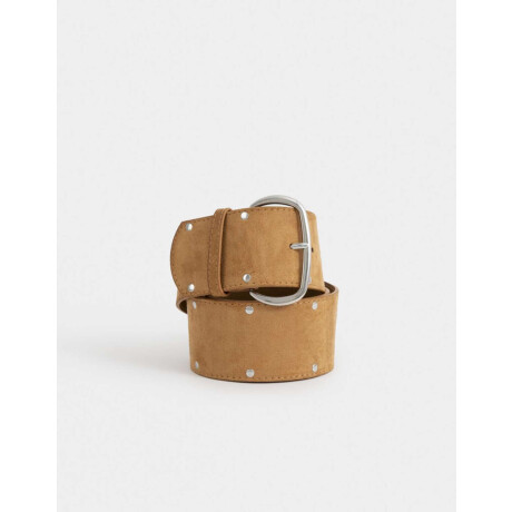Cinturón Suede Tachas Marron Camel