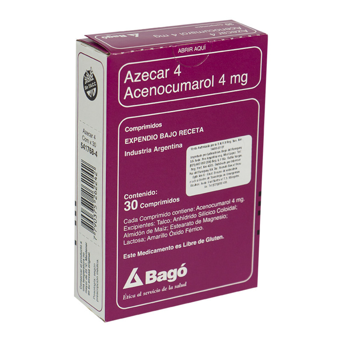 AZECAR 4 MG. CJ X 30 COMP. 