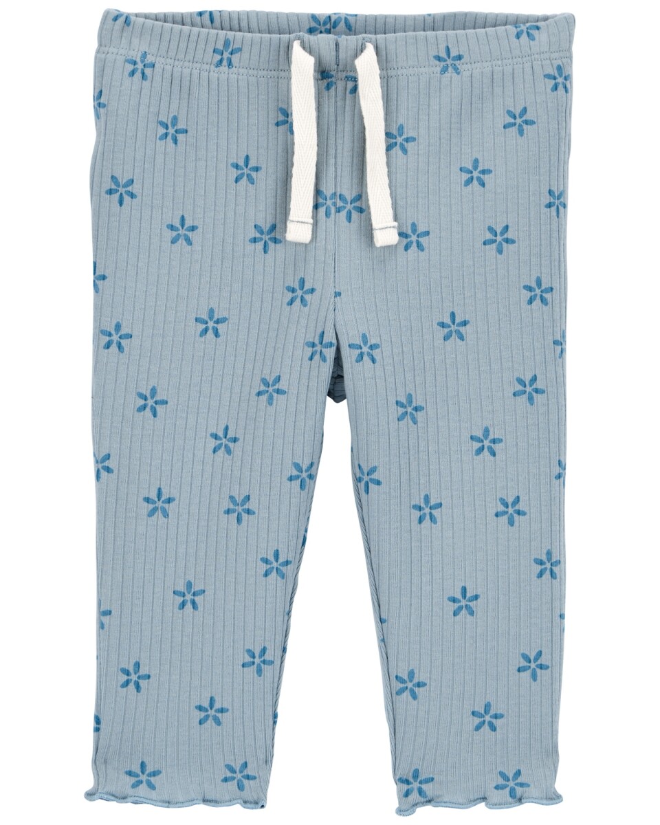 Pantalón de algodón acanalado, diseño floral 
