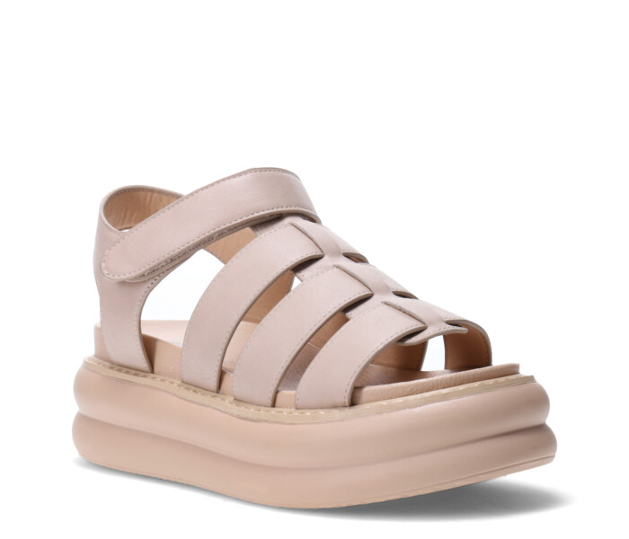 Sandalia de Mujer Miss Carol PEARL con plataforma y materiales combinados Beige