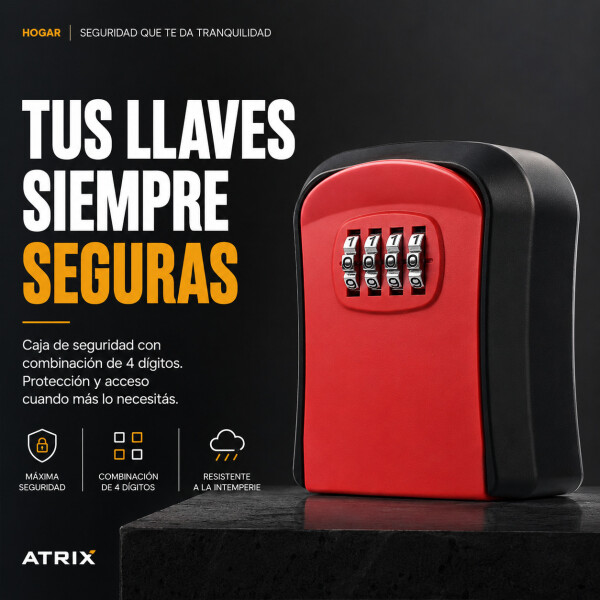 Caja Fuerte Cofre De Seguridad C/ Combinación 9,5 cm x 8 cm Rojo