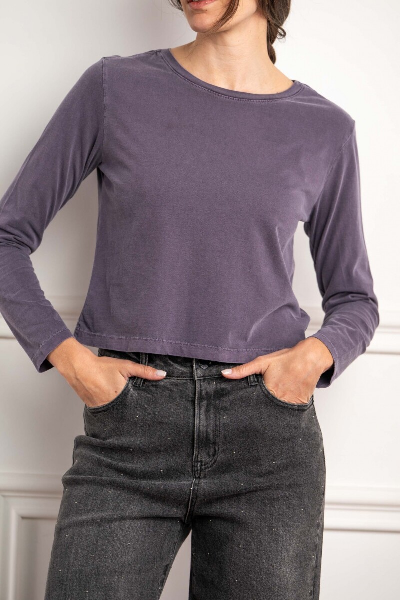 Remera Manga Larga Lavada Violeta