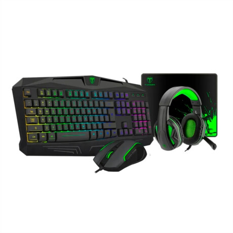 Combo Gamer T-Dagger Teclado Mouse Pad Auriculares con Micro Negro/verde