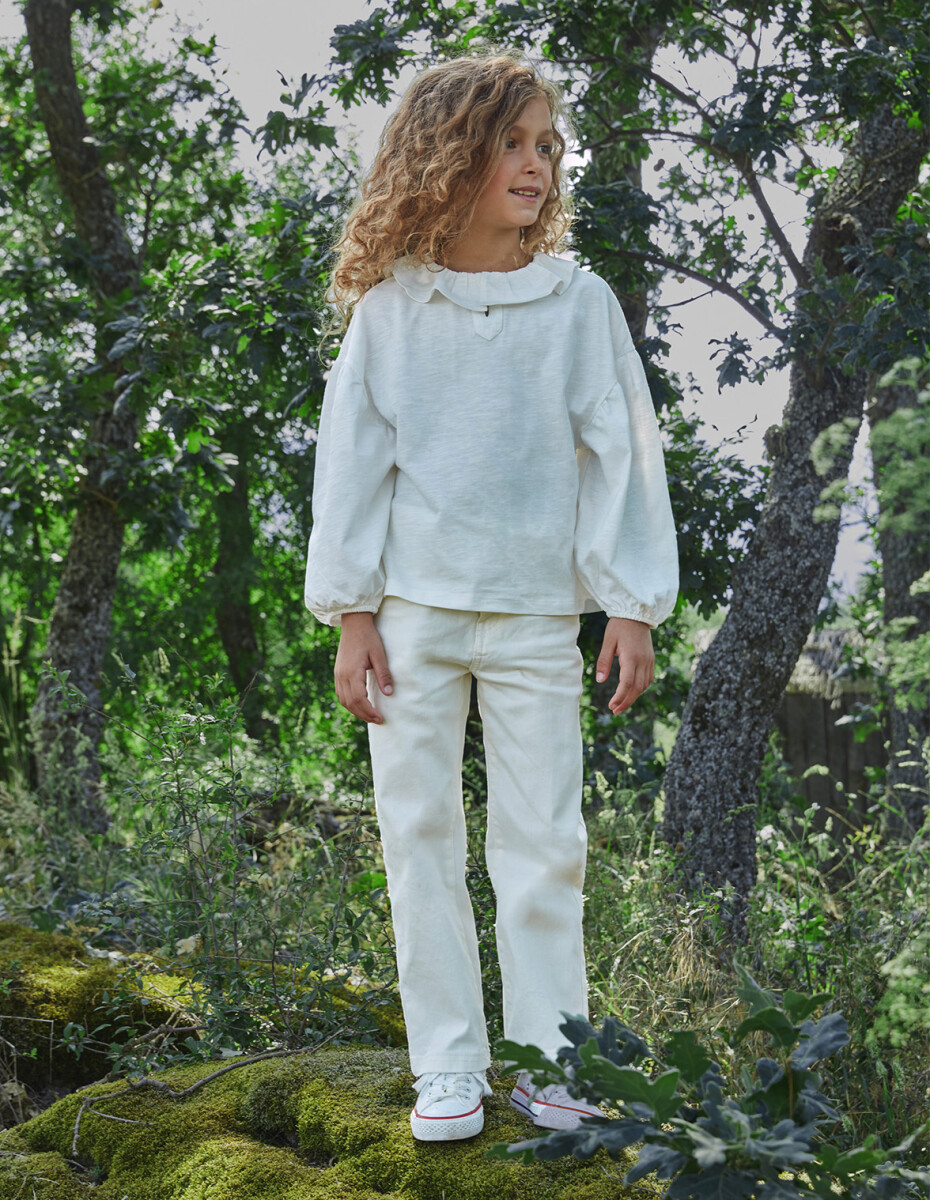 Pantalon Crudo Cinco Bolsillos - Marfil 