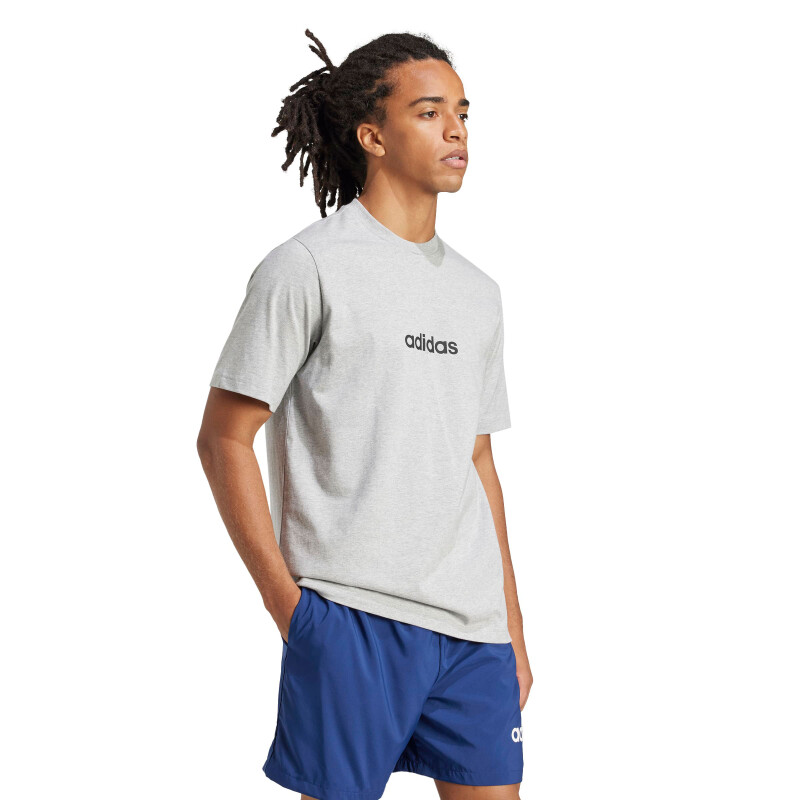 Remera de Hombre Adidas Essentials Linear Gris - Negro