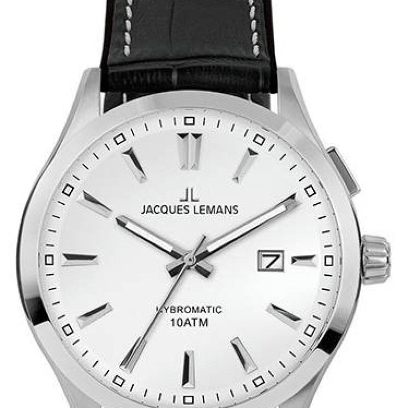 Reloj Jacques Lemans 1-2130B Hybromatic automático con correa de cuero negra Reloj Jacques Lemans 1-2130b Hybromatic Automático Con Correa De Cuero Negra