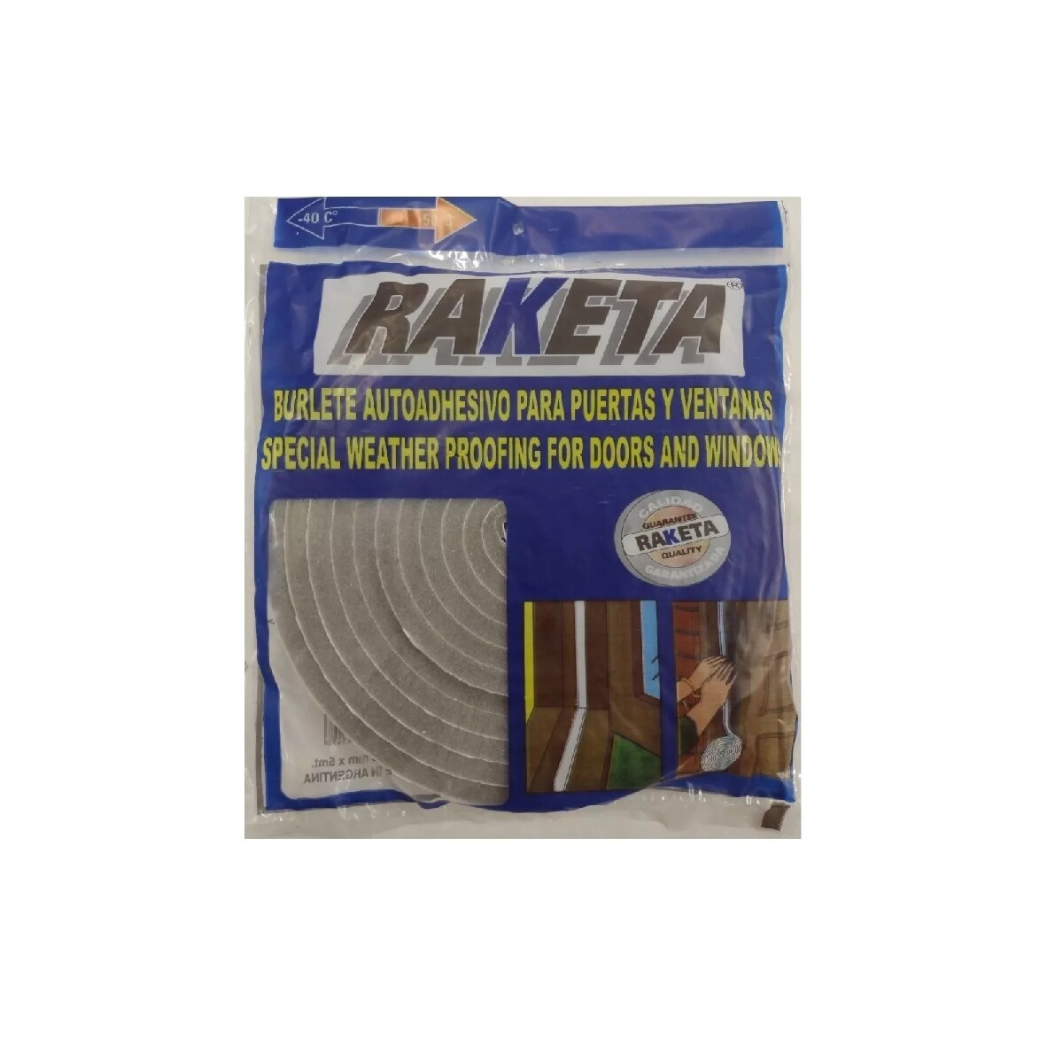 Burlete autoadhesivo de 10 x 10 mm - 5 mt Raketa 