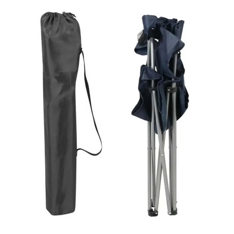 Silla de Tela Plegable Posa Vaso y Bolso Camping Playa Pesca Azul