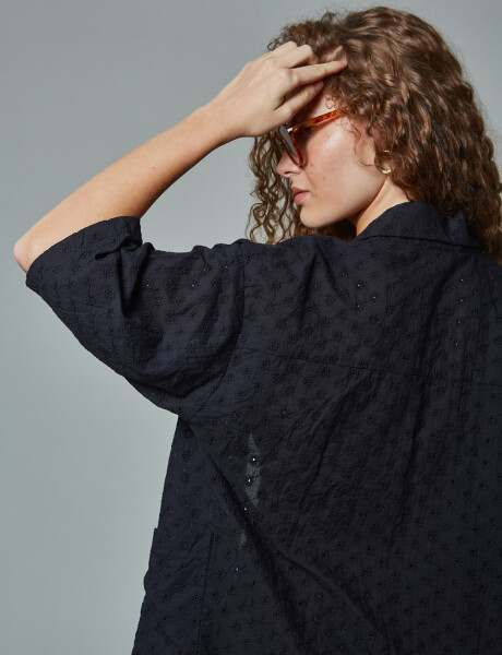 kimono broderie negro