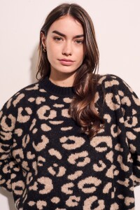 Sweater Animal Print Negro