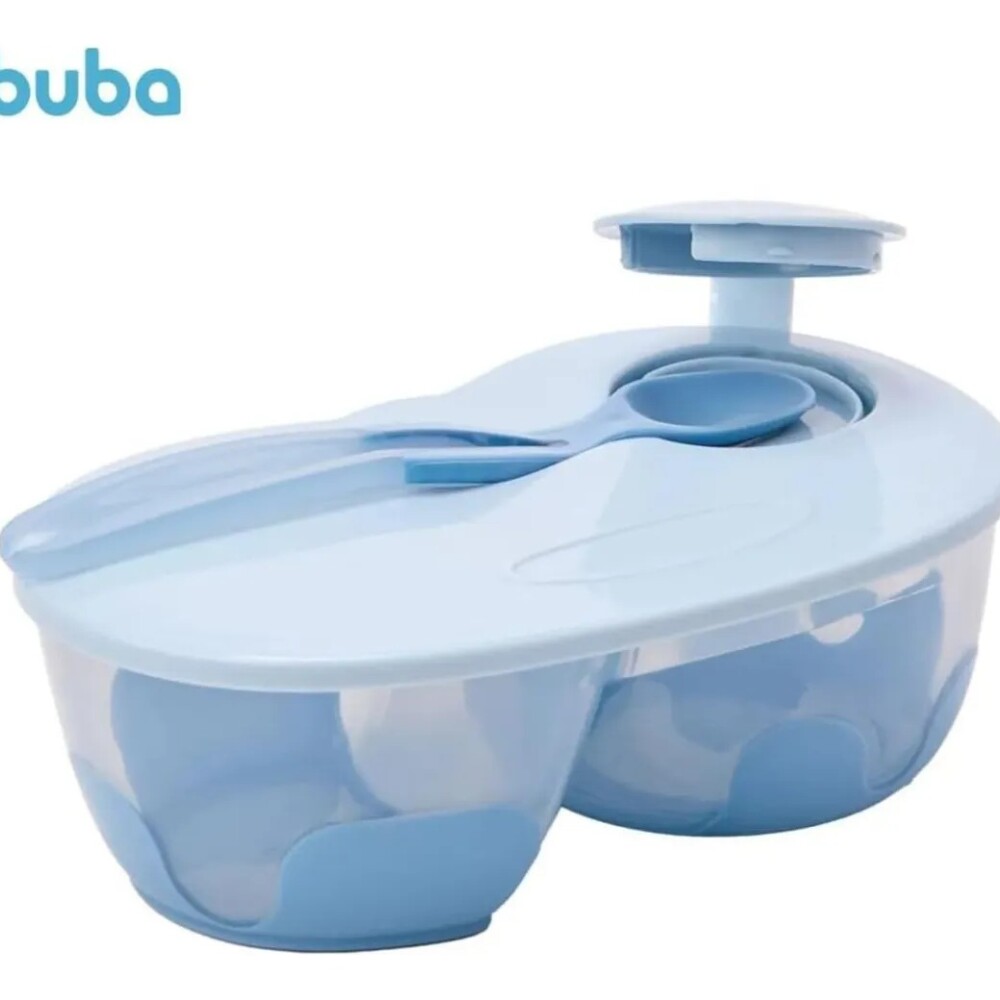 Tupper con divisiones y cuchara BUBA celeste