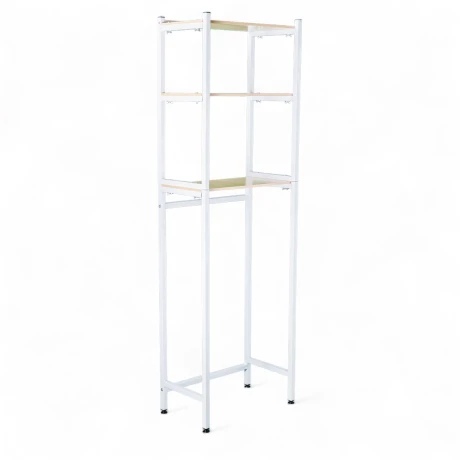 Mueble Hierro y Madera Organizador Rack baño sobre inodoro Blanco