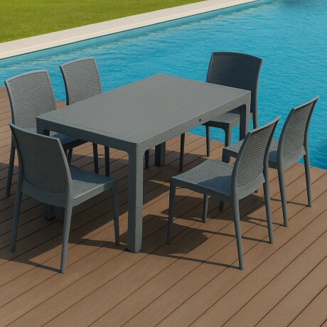 Juego de jardín 6 sillas + mesa GRIS