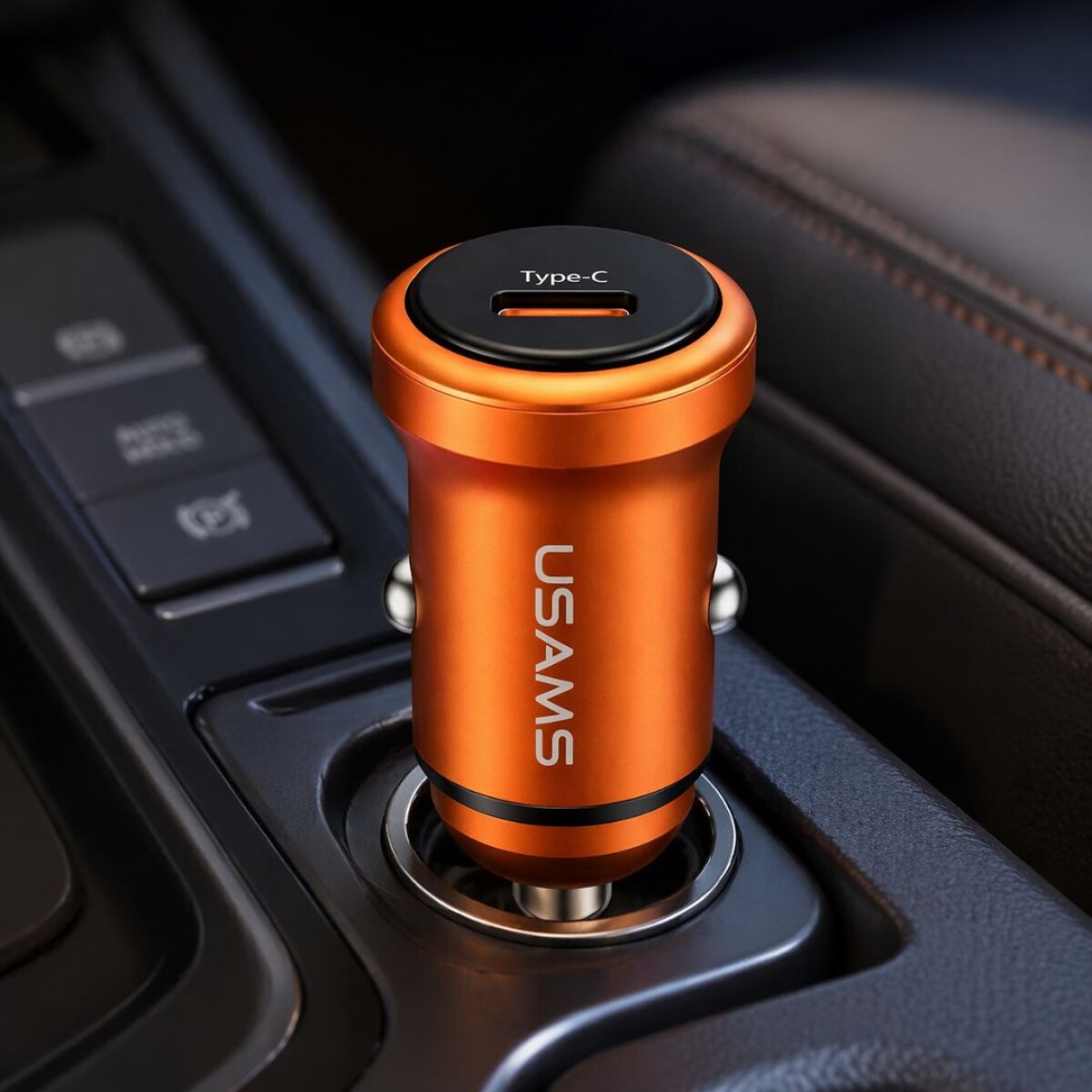 CARGADOR DE AUTO USB C PD 30W USAMS NARANJA 